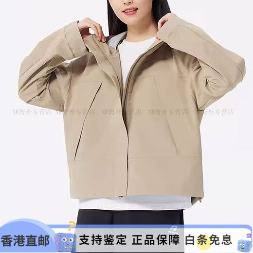 NEW BALANCE纯色连帽拉链复古美式夹克 女款 卡其色 卡其色 S
