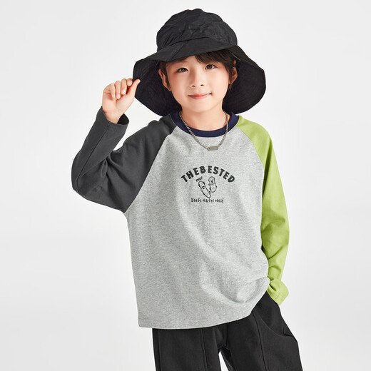 多多家男童T恤长袖2025春秋款舒适宽松童装插肩袖儿童休闲时尚全棉上衣