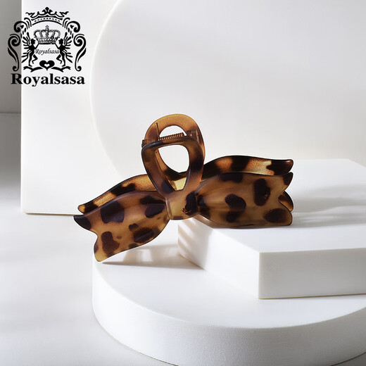 Royal sasa leopard print bow clip design, large shark clip on the back of the head, high volume and high-end hair clip