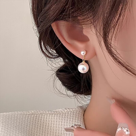 FVIP Old Phoenix 999 sterling silver pure silver earrings pearl earrings earrings silver needle niche design retro temperament earrings pendant pearl earrings a pair of 2 pieces