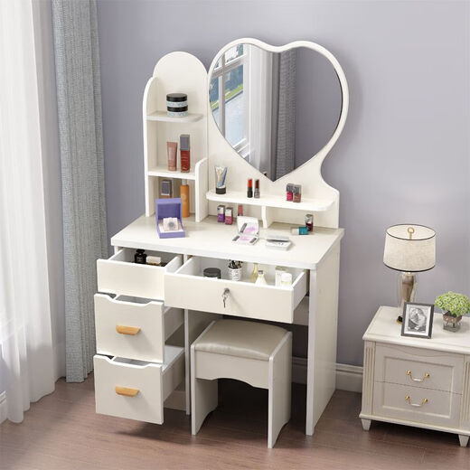 Naiyu internet celebrity dressing table bedroom mini small apartment princess modern simple dressing table economical multi-functional dressing table 60 cm white love mirror + free stool
