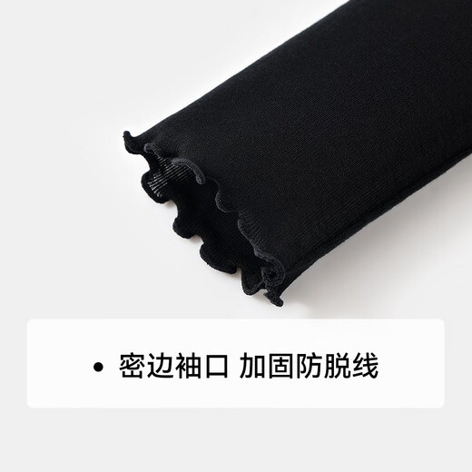 YEEHOO girls' bottoming shirt, children's long-sleeved top, medium and large children's clothing, wool blended warm turtleneck spring clothing, black 130