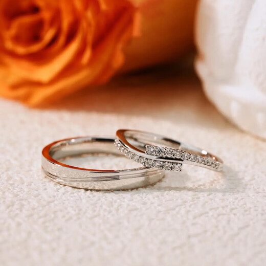 The Key to True Love - pt950 Platinum Ring Couple's Ring Natural Diamond Niche Light Luxury Customized Engraving Pair PT950 Platinum Women's Ring No. 9-12 Single