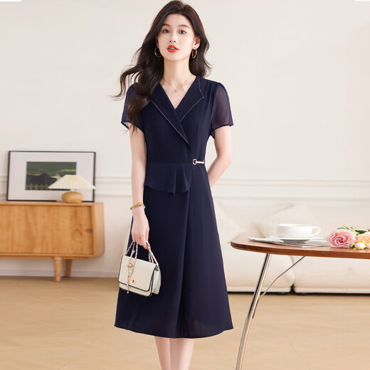 Ehangy国际大牌女装轻奢高端连衣裙夏季新款时尚百搭洋气减龄感裙子 黑色【高端礼盒】 XL