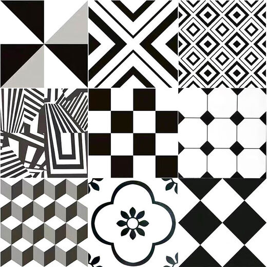 All-Ceramic Nordic 60*60 Schwarz-Weiß-Blumenfliesen-Restaurant-Bekleidungsgeschäft Badezimmer Anti-Rutsch-Laden-Resistant Floor Fliesen 600600 6603
