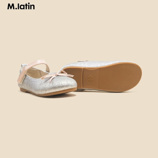 马·拉丁（M.Latin）24春女童大童蝴蝶结公主皮鞋12401S406X 银色 30