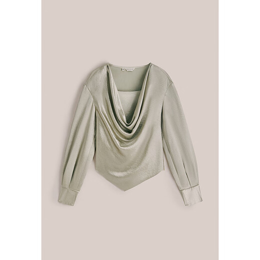 OBBLIGATO Autumn and Winter Swing Collar Drop Shoulder Design Seaweed Green Top Single Top Seaweed Green L