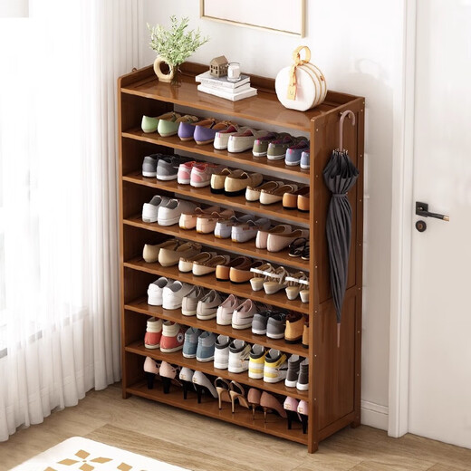 Shoe rack simple multi-layer storage shoe cabinet for home entrance and indoor economical storage rack large-capacity storage artifact fine brown dark blue curtain five-layer model 90 long