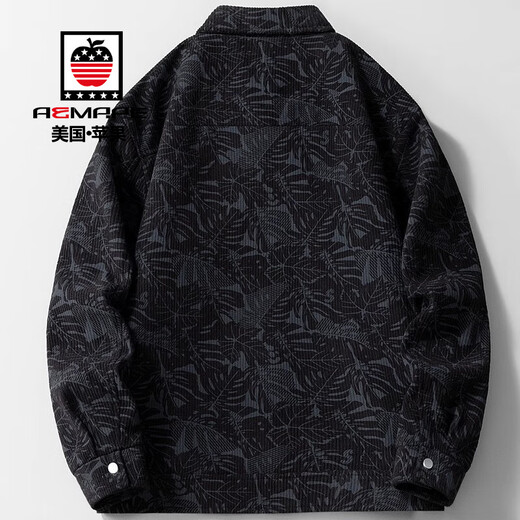 AEMAPE jacket men's 2025 new lapel work jacket men's spring and autumn trendy casual loose versatile jacket men's YL1703 black regular XL recommended 130-150Jin Jin equals 0.5 kg