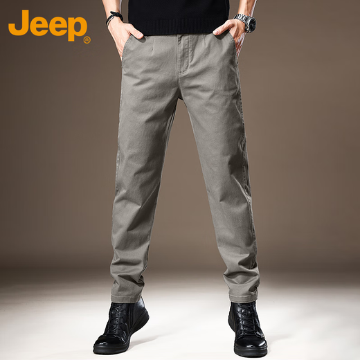 JEEP Casual Pants Men's Autumn and Winter Business Loose Pants Men's Trendy Straight Versatile Men's Pants Dark Gray 34