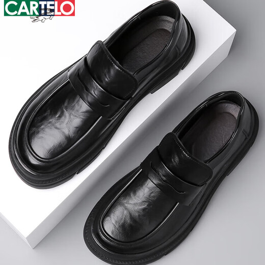 CARTELO laceless brown men's shoes spring 2025 new large-head business casual leather shoes full-color wide-head loafers GX9923 brown 42