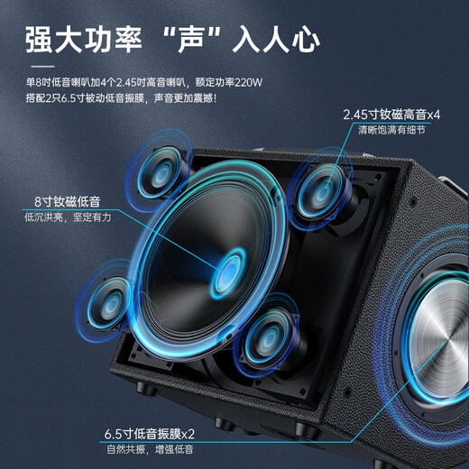 KAEM8 roadshow live audio instrument playing and singing outdoor karaoke electric guitar blowpipe internal recording portable stage performance speaker M8 Purple (Deluxe Edition)