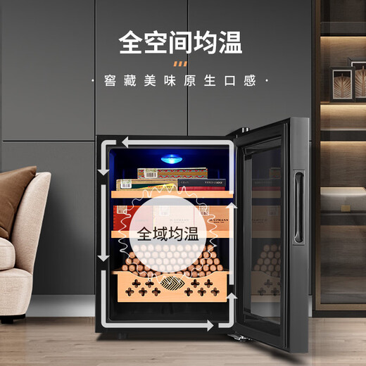 CIGARLOONG 33C cigar cabinet intelligent temperature control moisturizing independent dual-core Spanish cedar wood mellow embedded household small mini energy-saving silent cigar red wine cabinet humidifier full cigar style 33L