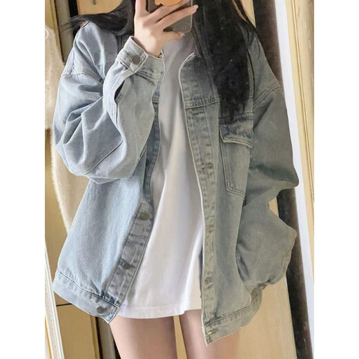 依慕琪2024春春秋牛仔外套女百搭ins大码牛仔衣服潮流夹克女装上衣 9926#蓝色2hu64uy7ha 10XL s码建议80--100斤