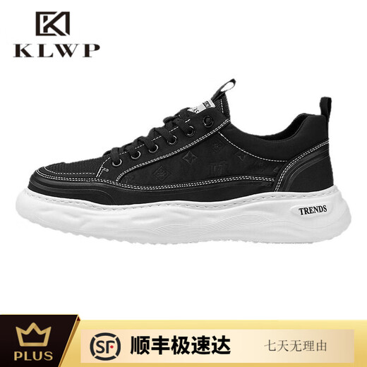 KLWP香港男鞋男鞋春夏新款透气一脚蹬板鞋男士运动轻便厚底休闲鞋户外 LT9905黑色 39 运动鞋码