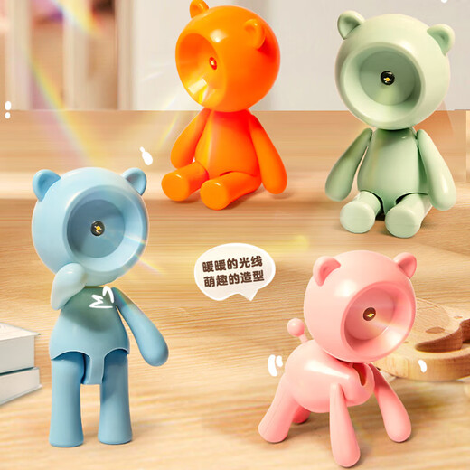 LED Night Light Foldable Portable Mini Desk Lamp Desktop Creative Artifact Wild Camping Lamp Student Dormitory Lamp Bedside Sleeping Children's Night Light Bear Cultural and Creative Night Light + Pink