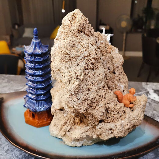 Absorbent stone raw stone wool on water stone natural rockery bonsai rockery stone landscaping stone micro landscape ornaments with stone absorbent stone powder 5Jin Jin is equal to 0.5 kg