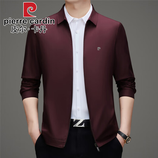 Pierre Cardin 2025 new executive jacket men's autumn and winter middle-aged cadre business casual lapel high-end coat jacket for men navy blue regular cadre business jacket XL recommended weight 140-155Jin Jin equals 0.5 kg