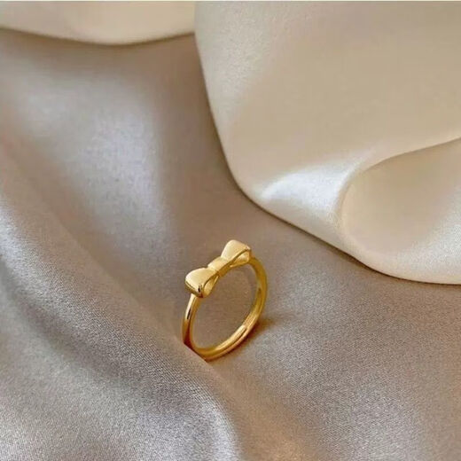 Authentic gold 999 fugitive princess bow ring plain ring ring sweet girl gold-plated ring gift s fugitive princess bow ring live style 0.76g