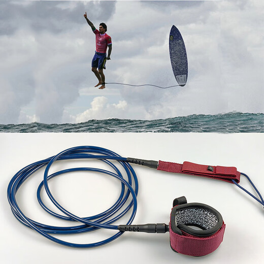 OEING Surfboard Safety Rope 7mm Wire Diameter Various Specifications Surfboard Rope with Silicone Printing Comfortable Anti-Slip Chinese Red 6ft 7mm