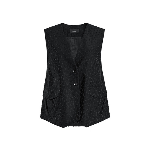 AUM Easy Suit 2025 Autumn New Jacquard Texture Slim Black Vest Skirt Women Dark Gray Skirt S