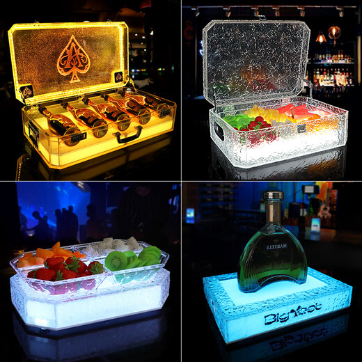 Black Brand Spades Frozen Dragon Set Wine Box Champagne Box Wine Box KTV Bar Luminous Ice Pattern Fruit Box Ice Bucket Package 1 Pack Wine Box Colorful_Does Not Include Wine