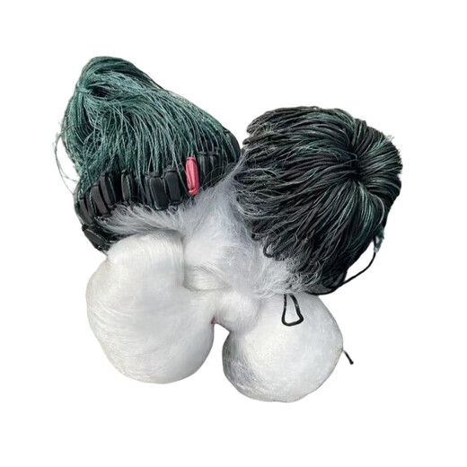 Imported silk fishing net sticky net three-layer sunken net rope wrapped with pendant white silk silk net weighted non-tangled net rope pendant fishing net hanging net 1.5 meters high 50 meters long 3 fingers 0.13 white silk wrapped pendant three-layer sunken net