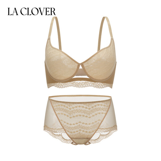 LA CLOVER25AW Reverie Simple Transparent Mesh Underwear Women's Bra Set LC2025141 Camel-Transparent Wire Thin Bra 80B L 170