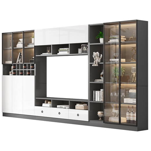 TV-Schrank Hintergrund Wandschrank integrierter Holzlagerschrank für ein Lagerschrank für den Massivholz integriert.