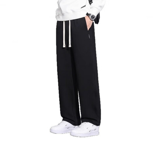LEE KIDS黑色卫裤男士春秋款宽松直筒弯刀裤子青少年垂感阔腿休闲长裤 CJ-6628卡其色+CJ-6628浅灰色(2 XL