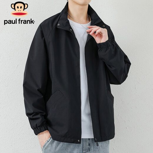 Paul Frank Jacket Men's Spring and Autumn Casual Jacket Men's Solid Color Top Trendy Brand Versatile Windproof Men's Black L