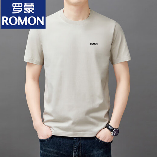 罗蒙（ROMON）男士短袖t恤夏季新款潮流棉简约圆领上衣休闲凉感体恤衫男T YS9929黑色【带标】 均码 105【90-110斤】