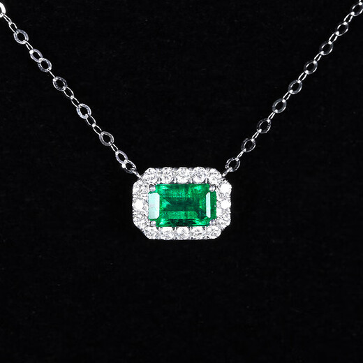 HEEKAIYI Emerald Necklace for Women 18K Diamond Pendant Chinese Valentine's Day Birthday Gift for Wife and Girlfriend Selected 63 Points/Zambian Emerald/Double Certificate