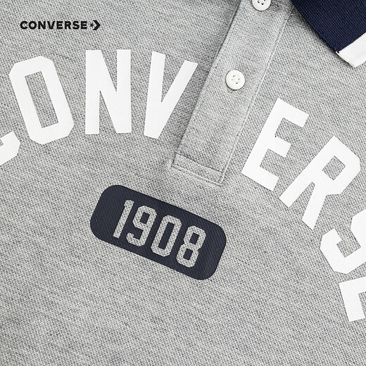 Converse Children's Clothing Boys' Shirts 2025 Autumn New Children's College Style Girls' Comfortable and Versatile Polo Collar Tops Rock Ridge Gray 140/68 Recommended Height 128-140cm