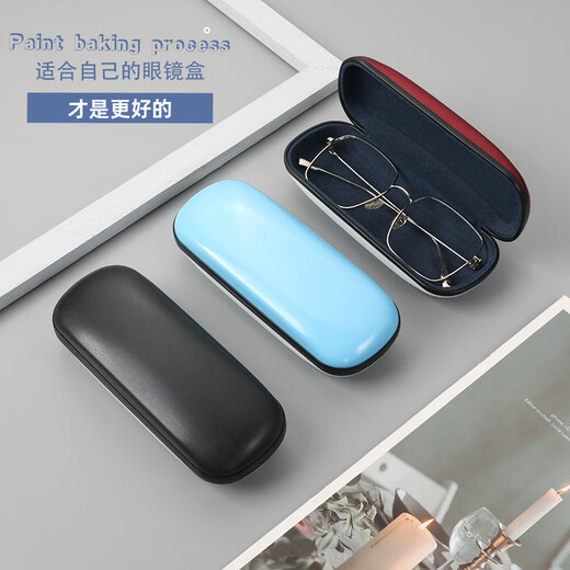 眼镜盒高级感简约拼色便携抗压女式男款轻便儿童眼睛墨镜收纳盒 枣红色送镜布