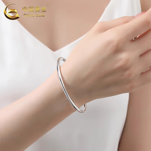 CHINA GOLD PT950 Platinum Plain Ring Bracelet Women's Light Luxury Bracelet Wedding, Girlfriend, Birthday Gift, Wife and Lover PT950 Smooth Plain Ring Bracelet, No. 56 ring, about 20.1g