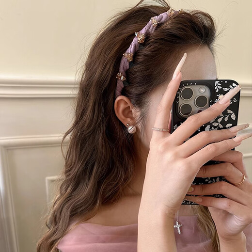 Crystal headband light luxury women's 2025 new high-ceiling hair hole headband high-end hairpin headwear practical birthday gift