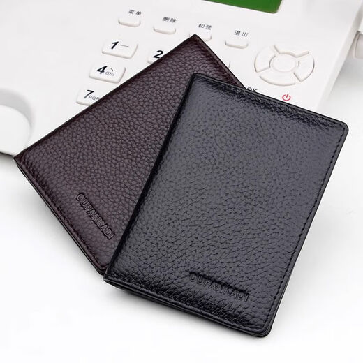 Nimense ultra-thin and compact card holder men's leather card holder mini card holder women's card holder light and thin card holder genuine leather texture black quality upgrade anti-theft RFID + anti-degaussing