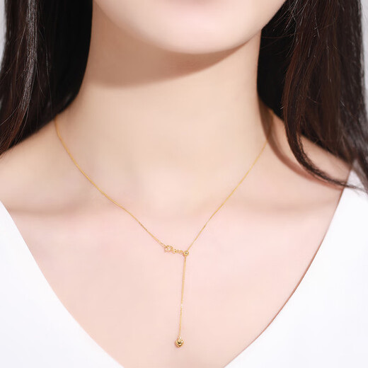 Zokai yellow 18K gold necklace plain gold chain versatile Chopard chain zipper with chain birthday gift X00590