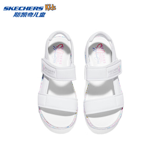 Skechers JAMES GOLDCROWN joint model girls summer Velcro graffiti sandals 314094L white/pink/lake blue/WPTQ 35