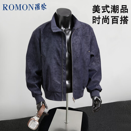 Luo Meng matte leather jacket men's spring and autumn short couple flying pu leather jacket stand collar baseball uniform black 2XL