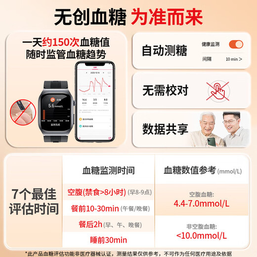 ZEDI气囊式血糖血压监测手表测心率血氧血尿酸脂一体机智能健康手环 专业旗舰款【创新气泵式血压监测+医疗器械认证】