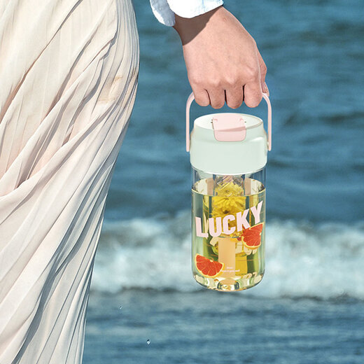 Jiwu Forest Plastic Water Cup for Women High-Looking Portable Straw Cup Large Capacity High Temperature Resistant Plastic Cup with Tea Separator White 600ml