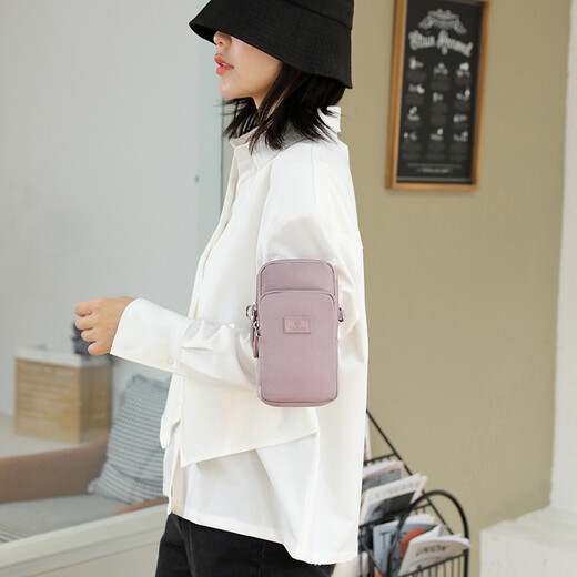 Zailu wrist bag mobile phone wrist bag running mobile phone arm bag summer running sports arm bag mobile phone bag single shoulder oblique light purple