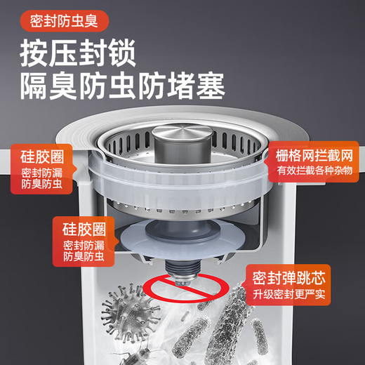 JOMOO New Germany 304 stainless steel kitchen sink sink drain leak plug filter universal pool spring core silver