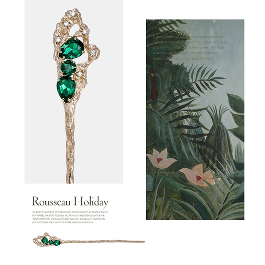 Qianzi shes Rousseau holiday bright craft crystal emerald hairpin light luxury new Chinese style hairpin for women emerald D0