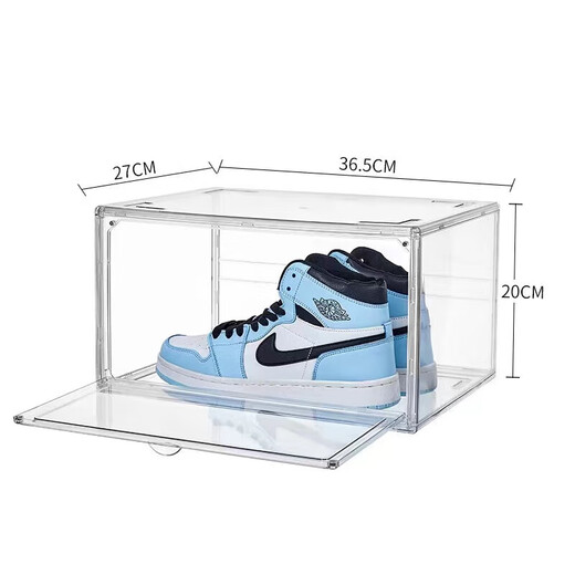 Pulian transparent shoe box shoe storage box anti-oxidation collection shoe cabinet magnetic side opening acrylic internet celebrity display shoe wall side opening - thickened magnetic transparent style 1 pack
