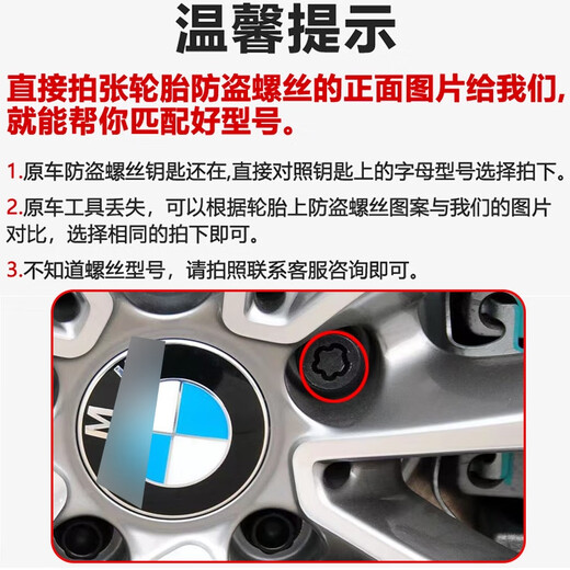 丽田适用宝马12357系MINIZ4X1 X3 X4 X5 X6轮胎防盗螺丝轮毂螺栓 齿形防盗螺丝套装规格150
