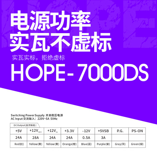 600-W-Computer-Netzteil HOPE-7000DS mit Great-Wall-Bewertung (zwei 8-polige/75 cm lange Kabel/breit/temperaturgesteuerter Lüfter/unabhängiger Schalter)