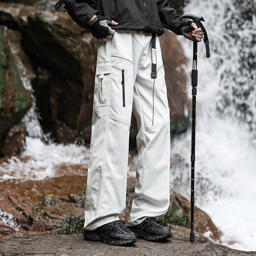 Foss Phil outdoor functional wind overalls men's autumn and winter windproof and water-repellent loose casual assault pants 8527 light gray XL